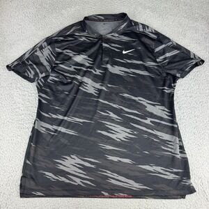 Nike Tiger Woods Collection Dri-Fit ADV Blade Polo Shirt Mens Large Gray Camo